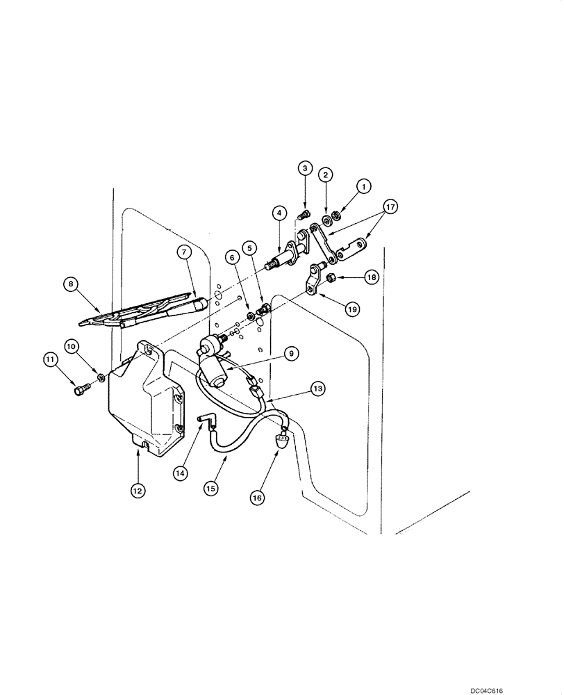 Схема запчастей Case 845 - (09.51[00]) - FRONT LOWER WINDSHIELD WIPER (09) - CHASSIS