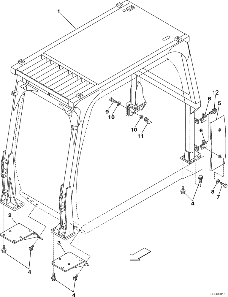 Схема запчастей Case CX460 - (09-35) - CAB HEAD GUARDS (09) - CHASSIS/ATTACHMENTS