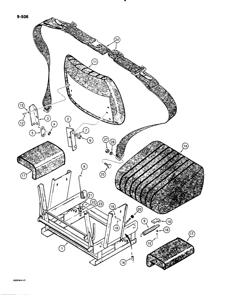 Схема запчастей Case 1450B - (9-506) - NON-SUSPENSION SEAT AND SEAT BELT (09) - CHASSIS/ATTACHMENTS