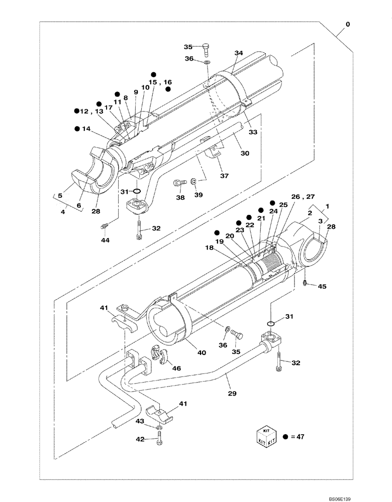 Схема запчастей Case CX800 - (08-301-00[01]) - BOOM CYLINDER - LEFT (WITHOUT VALVE, PRESSURE RELIEF) (08) - HYDRAULICS