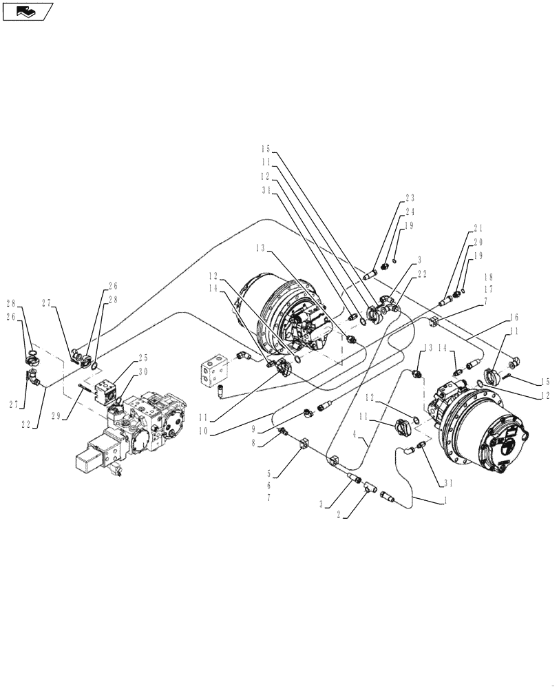 Схема запчастей Case SV216 - (35.353.21[03]) - HYDRAULIC SYSTEM OF TRAVEL, DRUM (C) (GROUP 305) (84420122) - NARROW VERSION (35) - HYDRAULIC SYSTEMS