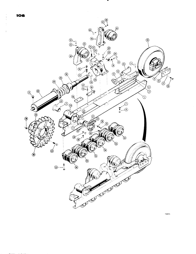 Схема запчастей Case 1150 - (106) - TRACK FRAME AND RECOIL SYSTEM (04) - UNDERCARRIAGE