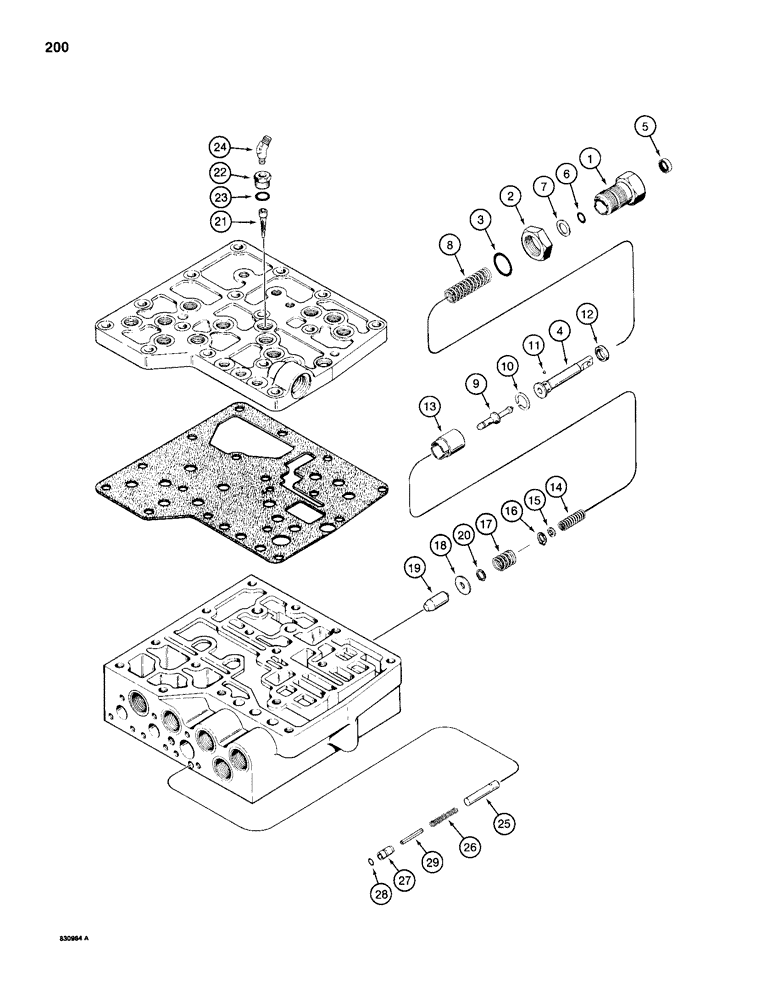 Схема запчастей Case 1150D - (200) - TRANSMISSION CONTROL VALVE, G103916 MODULATOR VALVE, RANGE ORIFICE SPOOL (06) - POWER TRAIN