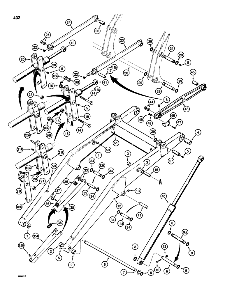 Схема запчастей Case 580D - (432) - LOADER FRAME AND MOUNTING PARTS (09) - CHASSIS/ATTACHMENTS