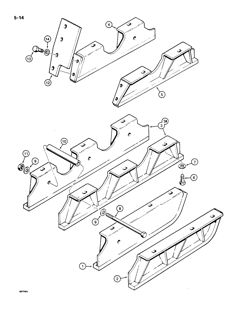 Схема запчастей Case 550 - (5-14) - TRACK GUARDS (11) - TRACKS/STEERING