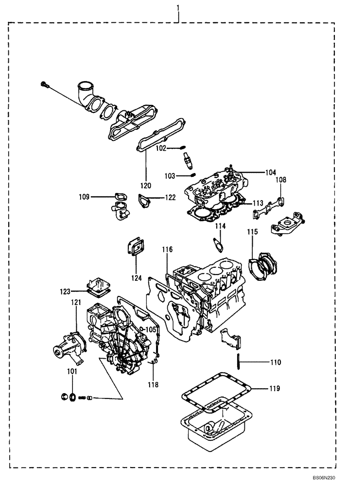 Схема запчастей Case CX17B - (09-032[00]) - KIT, ENGINE GASKET (10) - ENGINE