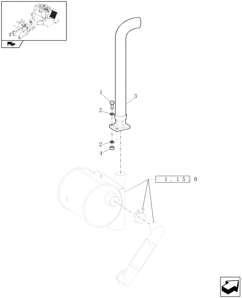 Схема запчастей Case 321E - (715[10]) - CANOPY EXHAUST SYSTEM (10) - OPERATORS PLATFORM