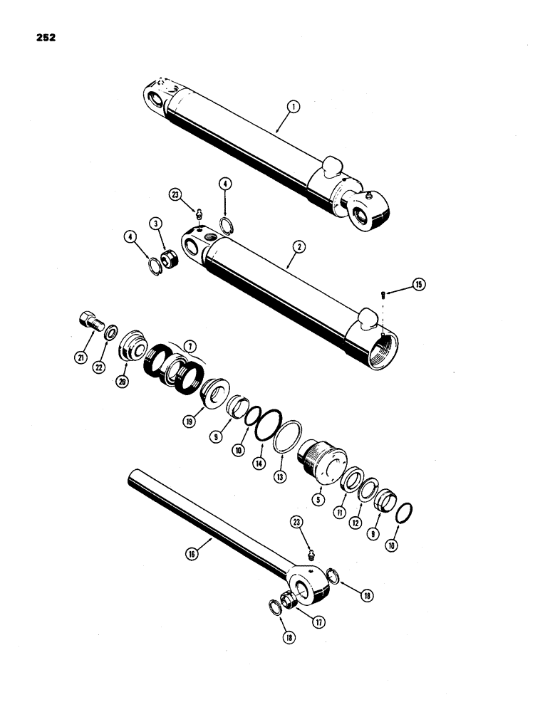 Схема запчастей Case 450 - (252) - D34792 DOZER TILT CYLINDER, 3-1/2" DIA CYLINDER WITH 8" STROKE (07) - HYDRAULIC SYSTEM