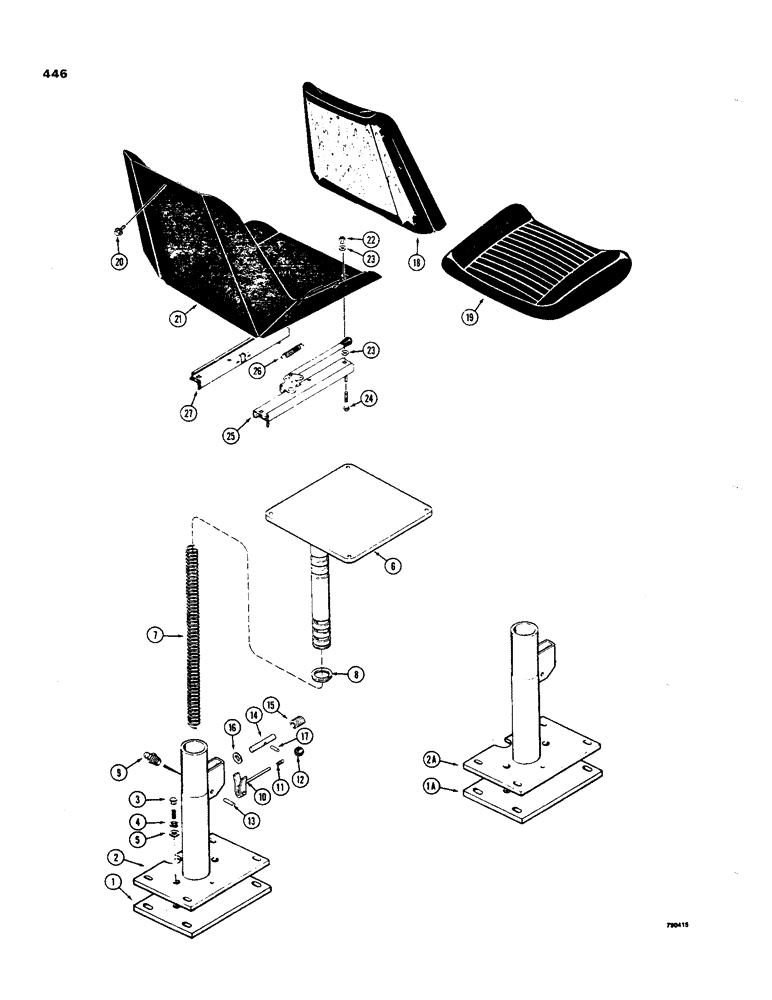 Схема запчастей Case 35 - (446) - SIDE SHIFT BACKHOE, SEAT AND MOUNTING PARTS 