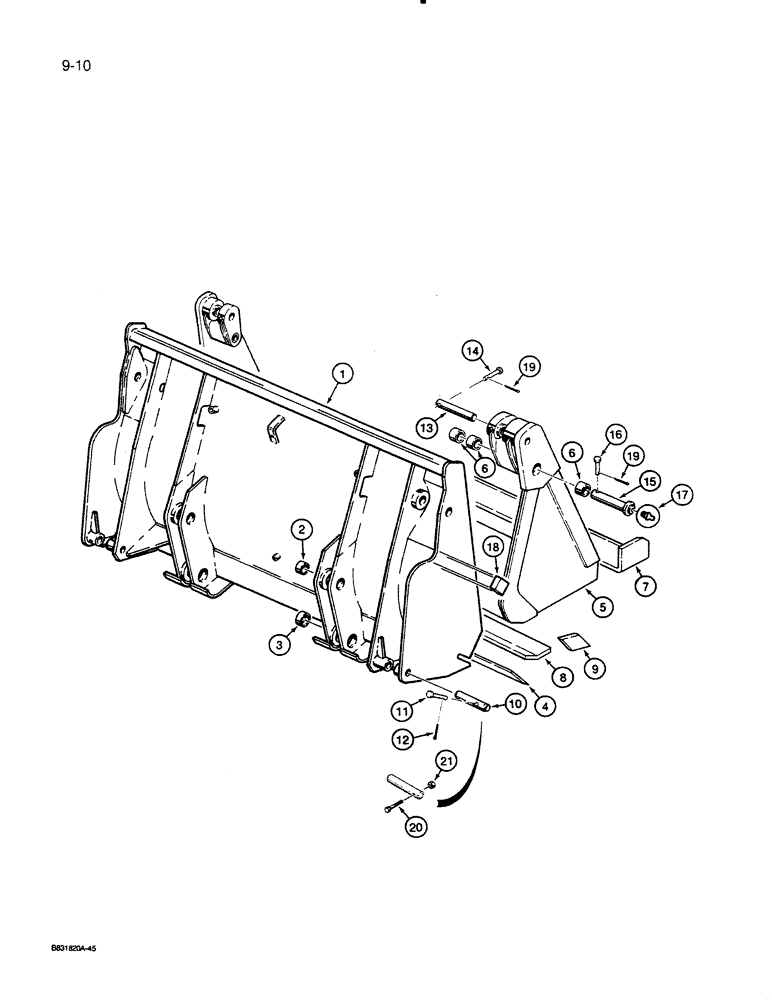 Схема запчастей Case 450C - (9-10) - LOADER CLAM BUCKET (09) - CHASSIS/ATTACHMENTS