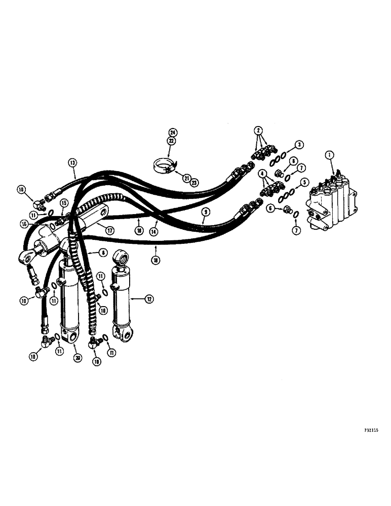 Схема запчастей Case 26 - (050) - 3-POINT HITCH HYDRAULICS, WITH UNIT BODY TYPE CONTROL VALVE 