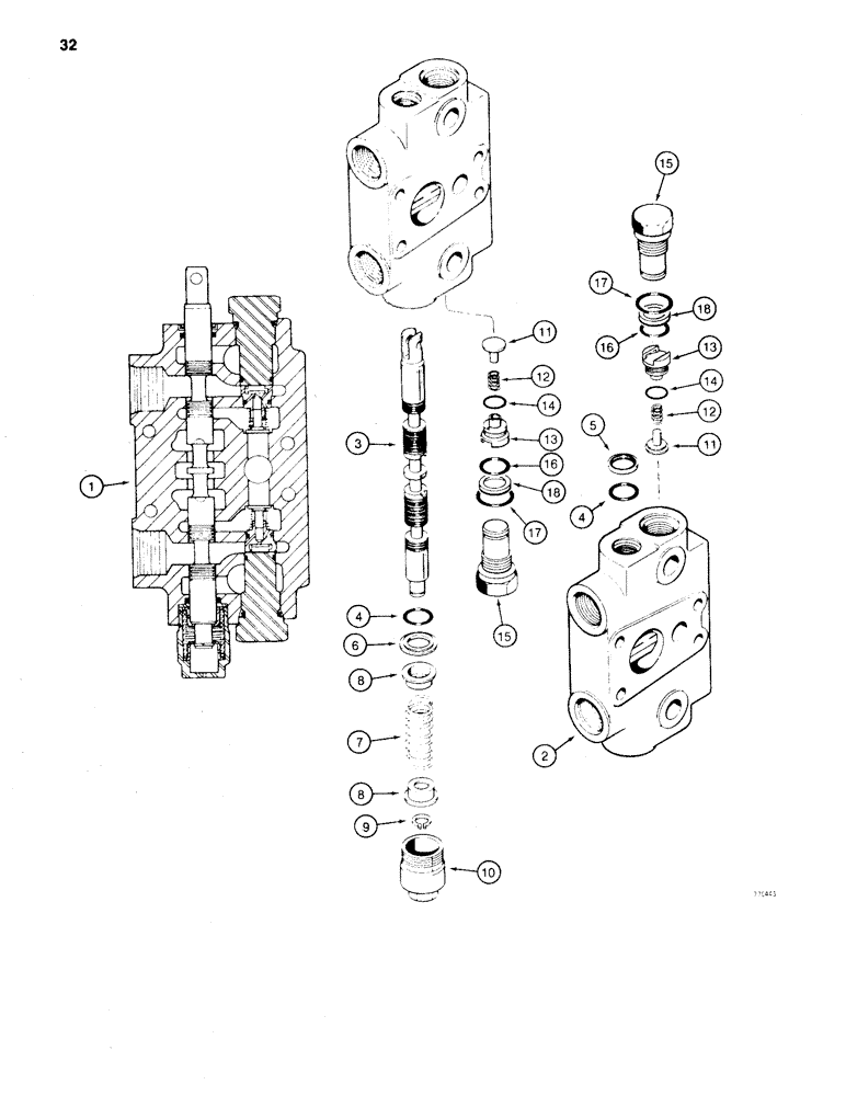 Схема запчастей Case 35WL - (32) - BACKHOE CONTROL VALVE, DIPPER EXTENSION SECTION 