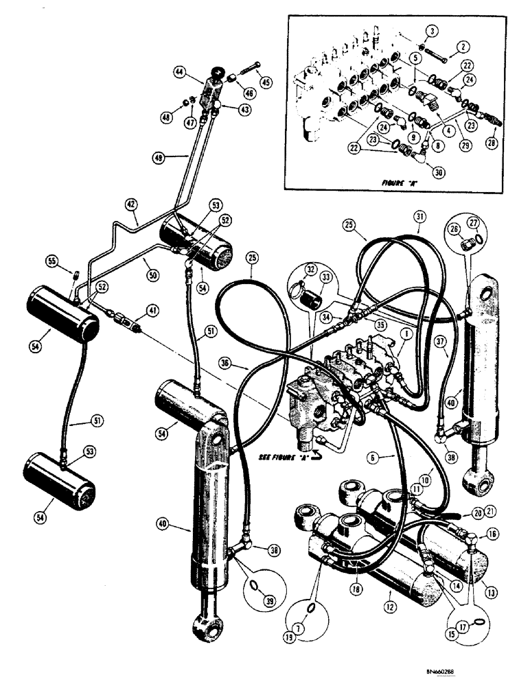 Схема запчастей Case 32S - (127A) - SWING, STABILIZER, AND LOCKING CYLINDER, HYDRAULICS FOR MODEL 32-S BACKHOE 