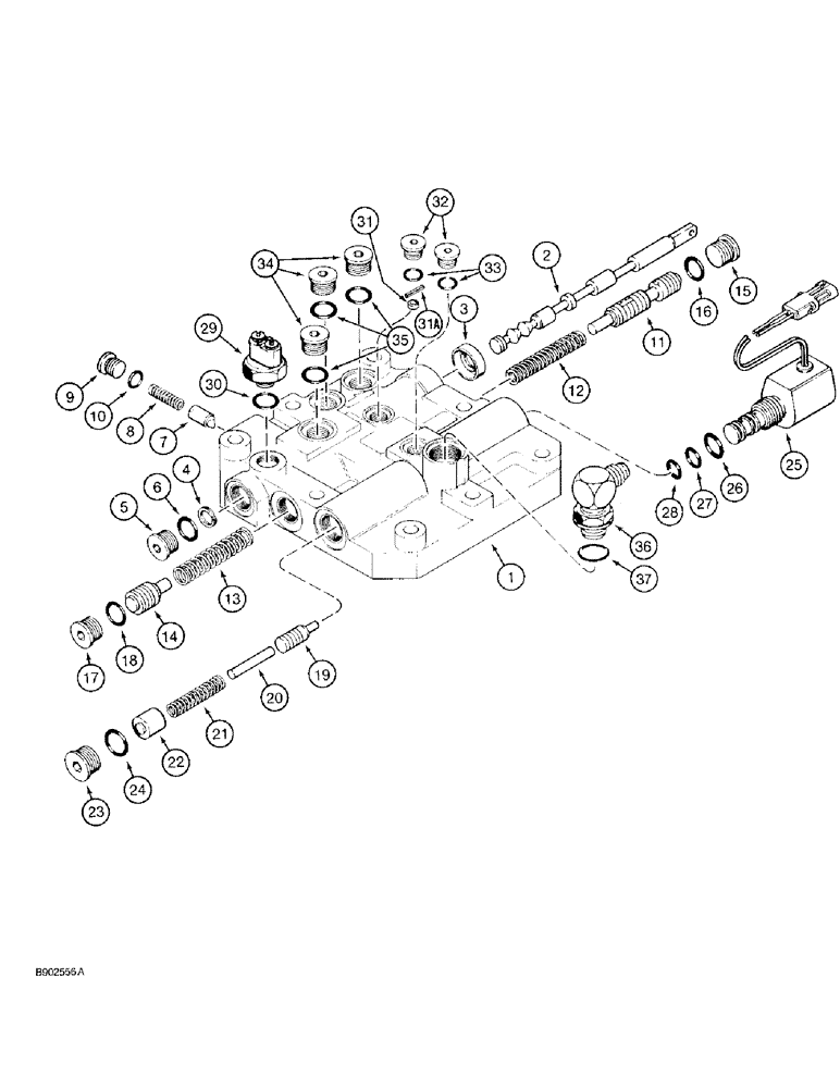 Схема запчастей Case 580SK - (6-26) - TRANSAXLE ASSEMBLY, POWER SHUTTLE, VALVE ASSEMBLY WITHOUT PTO (06) - POWER TRAIN