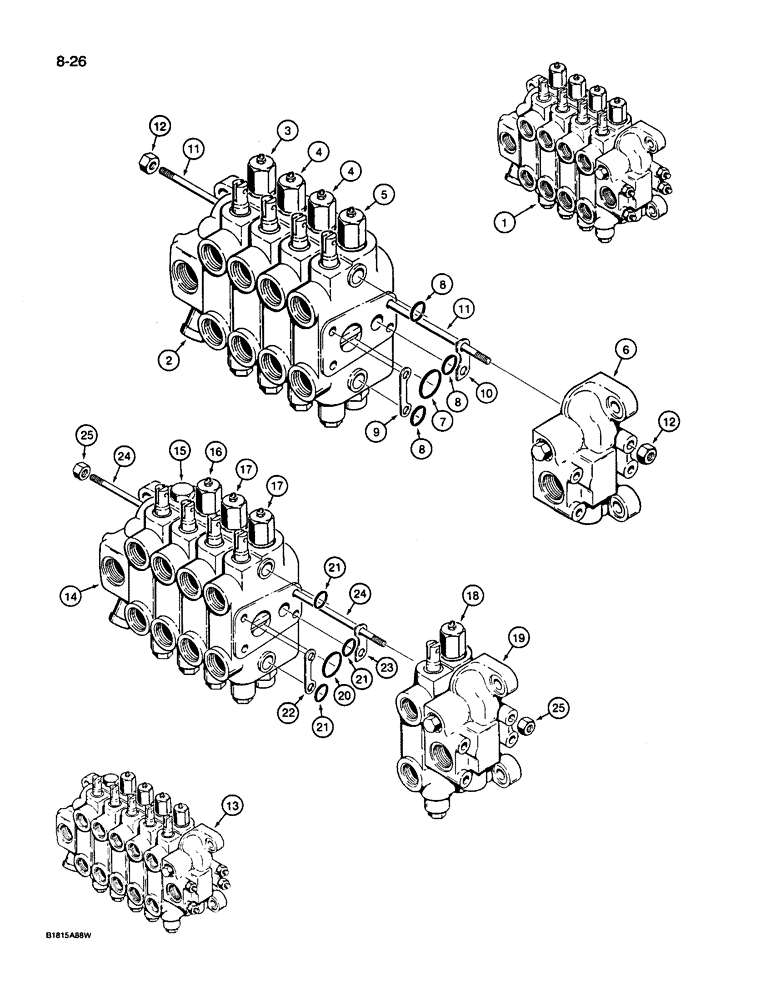 Схема запчастей Case 26D - (8-26) - BACKHOE CONTROL VALVES 