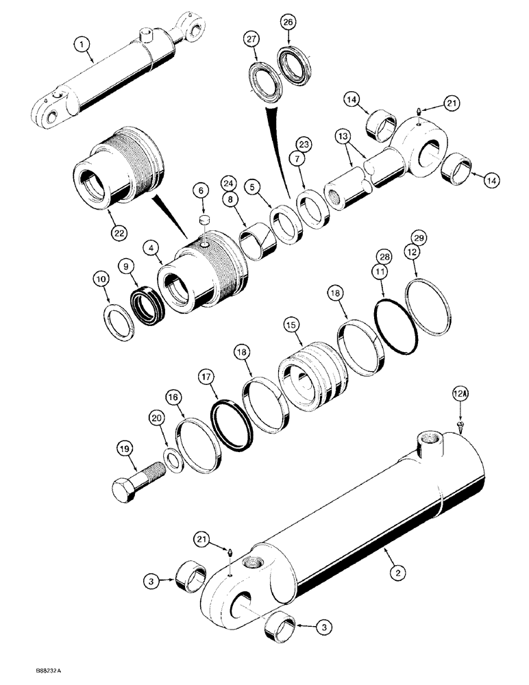 Схема запчастей Case 480F - (8-144) - THREE-POINT HITCH LIFT CYLINDER (08) - HYDRAULICS