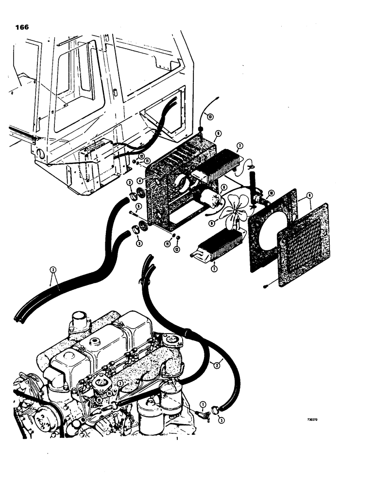 Схема запчастей Case 480B - (166) - OPERATORS CAB, CAB HEATER 