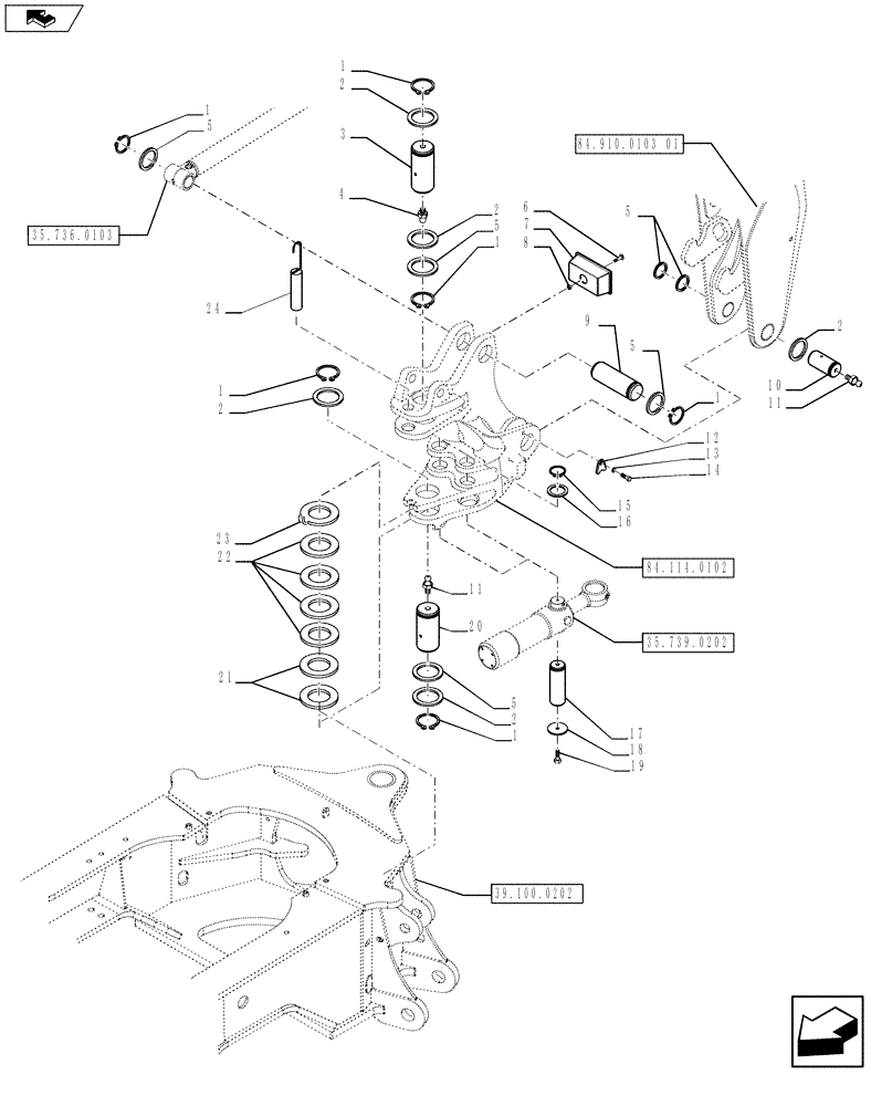 Схема запчастей Case 590SN - (84.910.0103[02]) - BOOM - ASSEMBLY (84) - BOOMS, DIPPERS & BUCKETS