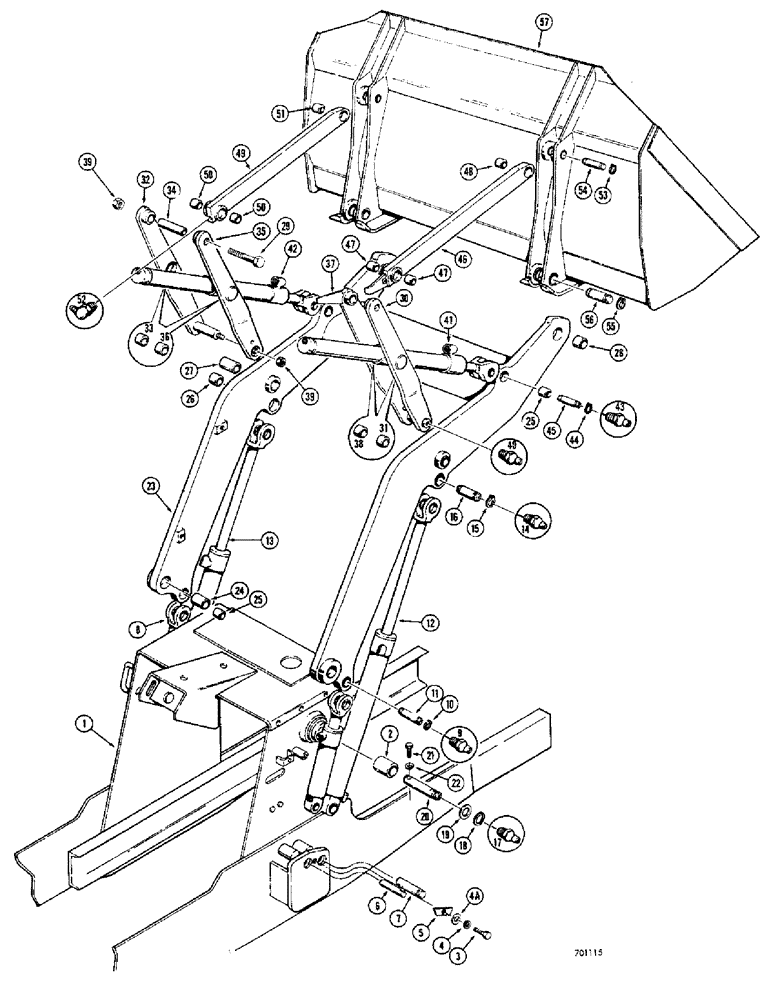 Схема запчастей Case 680CK - (132) - LOADER LIFT FRAME AND RELATED PARTS (82) - FRONT LOADER & BUCKET