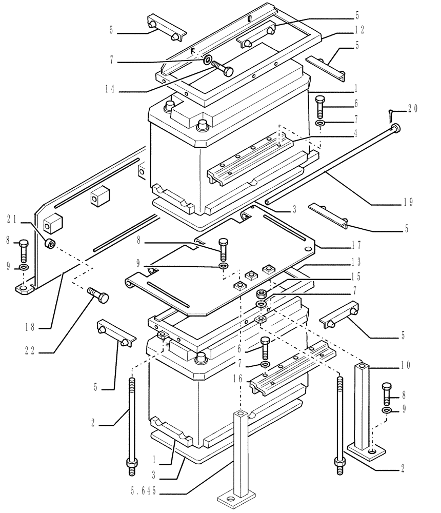 Схема запчастей Case 1850K - (6.701[01]) - BATTERY - SEAT AND SUPPORT Electrical System / Decals