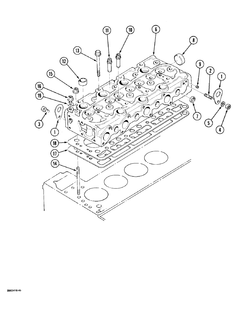 Схема запчастей Case 1825 - (2-16) - CYLINDER HEAD, DIESEL MODELS (02) - ENGINE