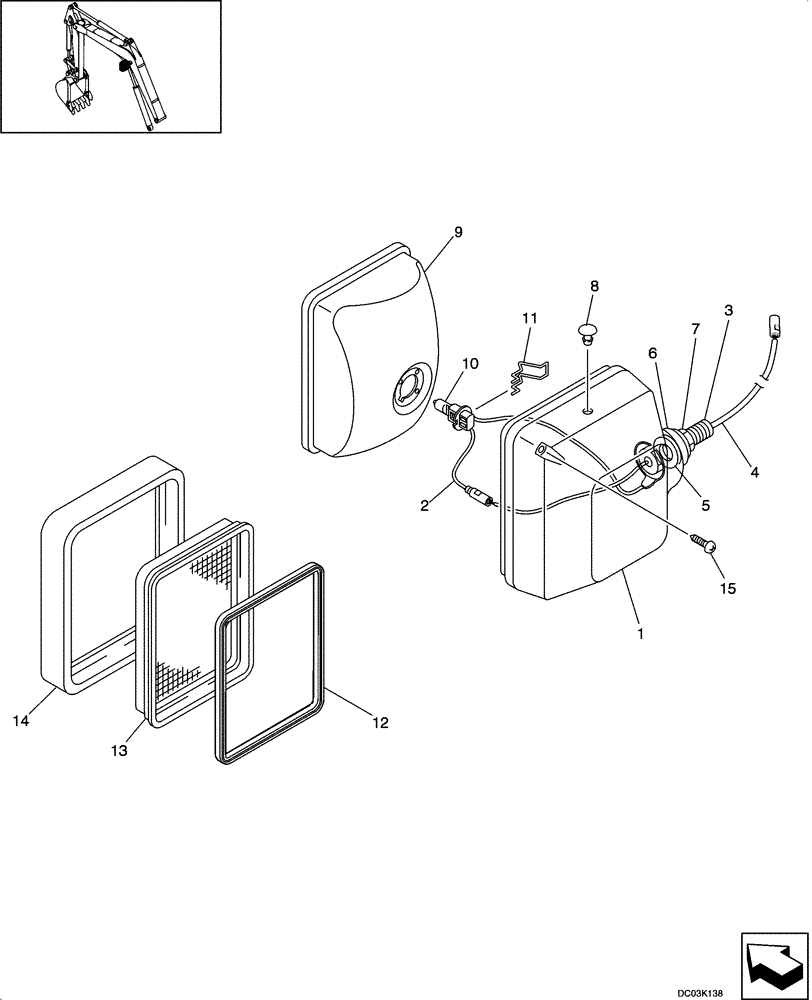 Схема запчастей Case CX47 - (04-12[00]) - LAMP ASSY - BOOM (04) - ELECTRICAL SYSTEMS