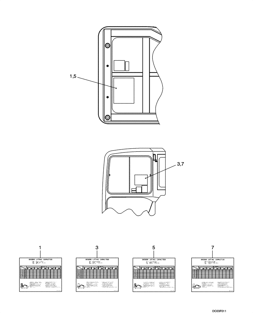 Схема запчастей Case CX36 - (09-59[00]) - DECALS (09) - CHASSIS/ATTACHMENTS