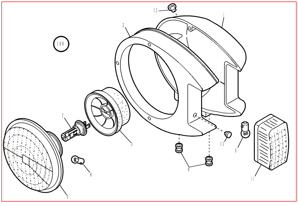 Схема запчастей Case 21D - (32.201[002]) - ILLUMINATION FRONT MOUNTING PARTS LEFT-HAND (S/N 561101-UP) No Description