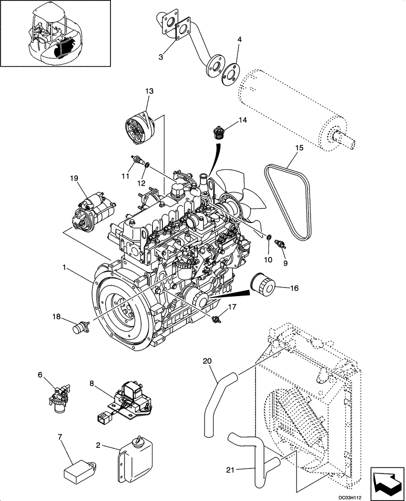 Схема запчастей Case CX47 - (02-02[00]) - ENGINE ASSY (02) - ENGINE