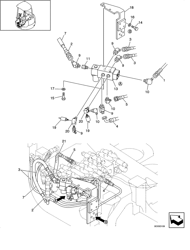 Схема запчастей Case CX31 - (08-13[00]) - HYDRAULIC LINES - VALVE, SOLENOID - SWING (08) - HYDRAULICS