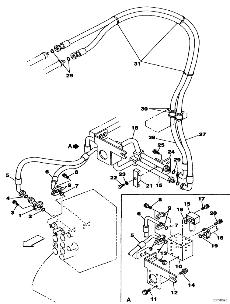 Схема запчастей Case CX225SR - (08-35) - HYDRAULICS, AUXILIARY - DOUBLE ACTING CIRCUIT (PIN DAC0822101 - DAC0822106) (08) - HYDRAULICS