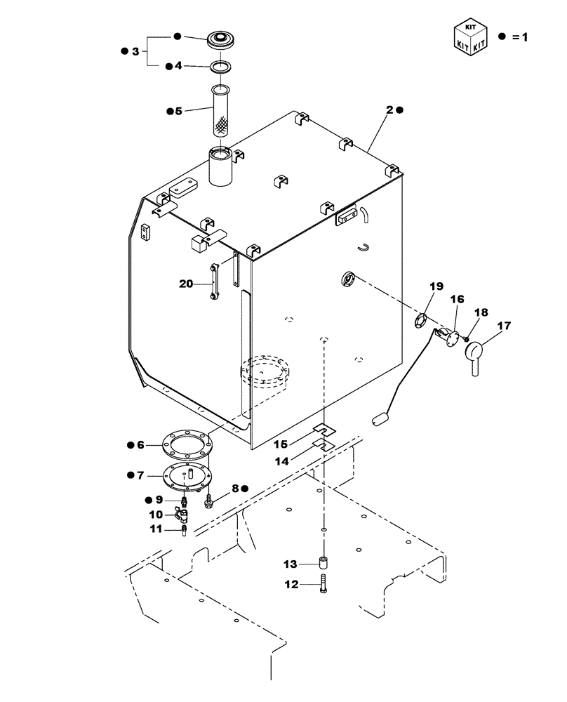 Схема запчастей Case CX470C - (03-002-00[01]) - FUEL TANK (02) - FUEL SYSTEM