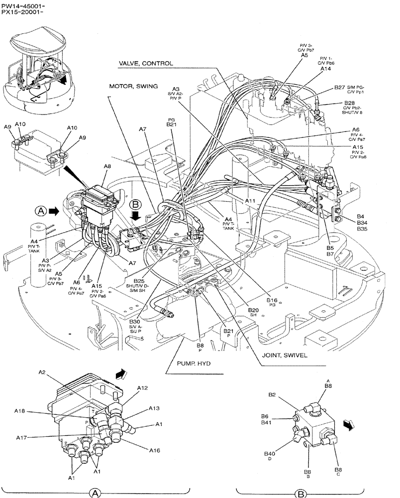 Схема запчастей Case CX31B - (01-036) - CONTROL LINES, REMOTE (35) - HYDRAULIC SYSTEMS