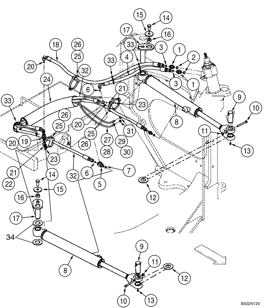 Схема запчастей Case 521D - (05-05) - HYDRAULICS - STEERING - IF USED (05) - STEERING