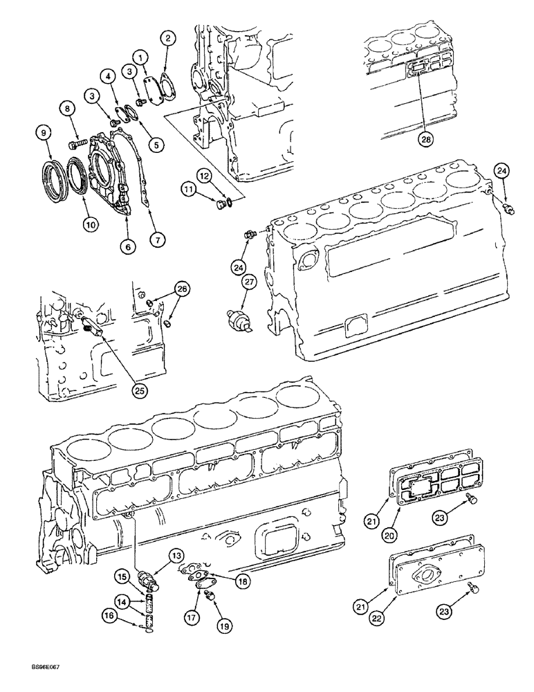 Схема запчастей Case 9060B - (2-44) - CYLINDER BLOCK ATTACHING PARTS AND ENGINE GASKET KIT, 6D22-TC ENGINE (02) - ENGINE