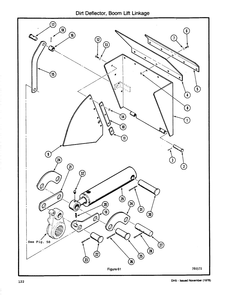 Схема запчастей Case DH5 - (122) - DIRT DEFLECTOR, BOOM LIFT LINKAGE (89) - TOOLS