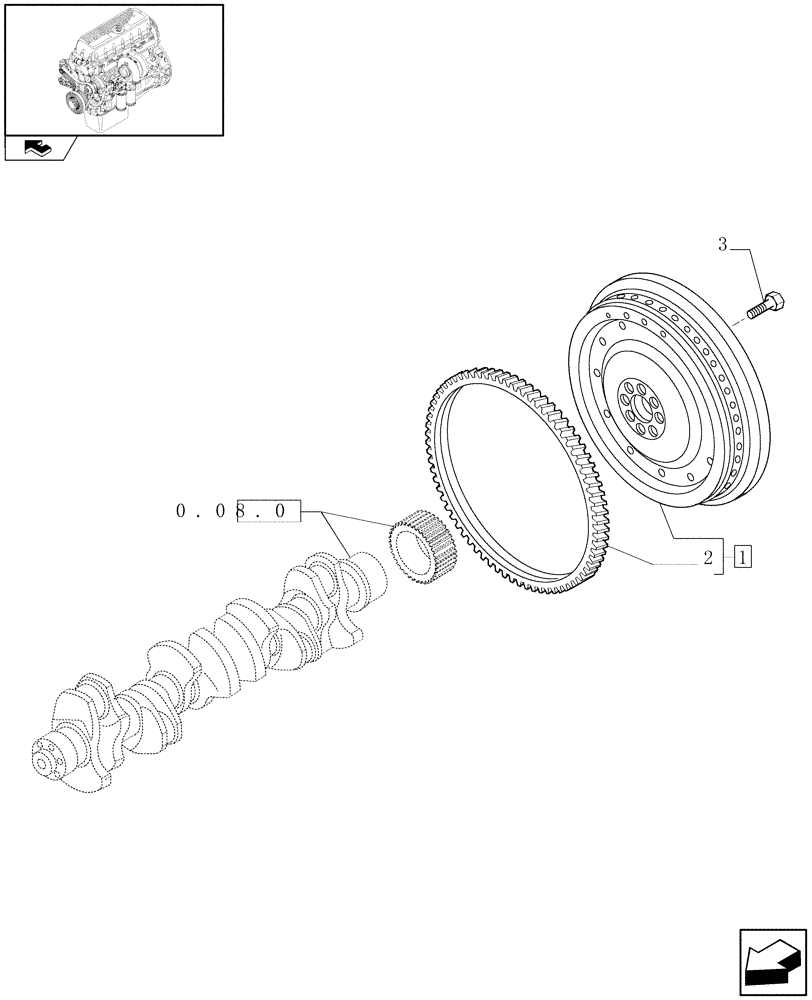 Схема запчастей Case F3AE0684P E909 - (0.08.3) - FLYWHEEL (504053886) 