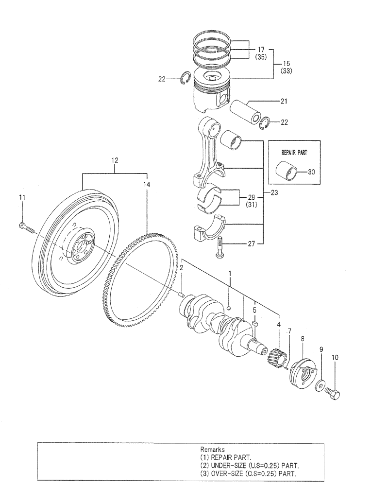 Схема запчастей Case CX31B - (08-008) - CRANK SHAFT & PISTON (10) - ENGINE