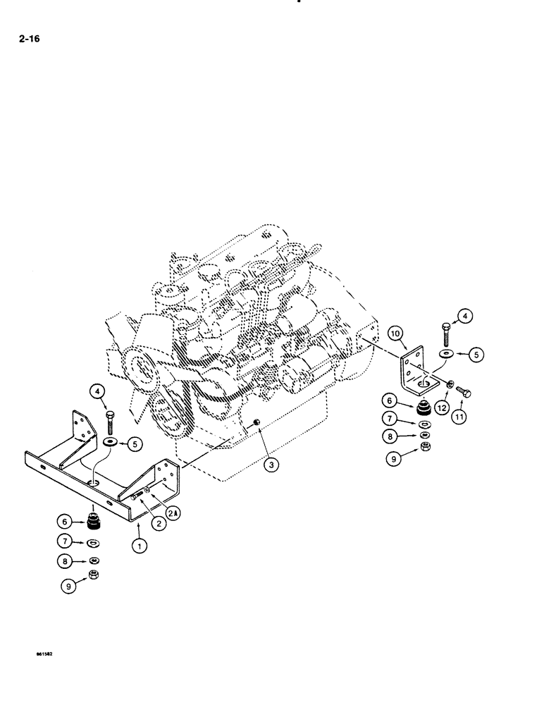 Схема запчастей Case DH4B - (2-16) - ENGINE MOUNTING (02) - ENGINE