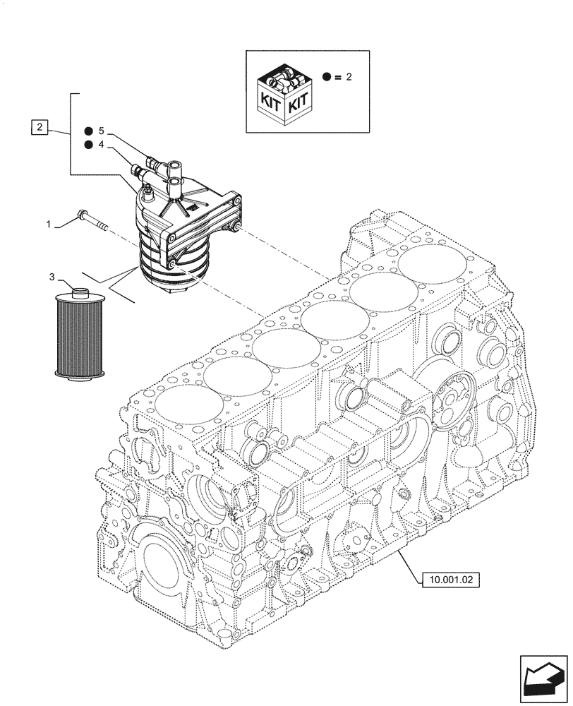 Схема запчастей Case F2CFE614A A013 - (10.206.01) - FUEL FILTER & RELATED PARTS (504363526 - 504363525) (01) - ENGINE