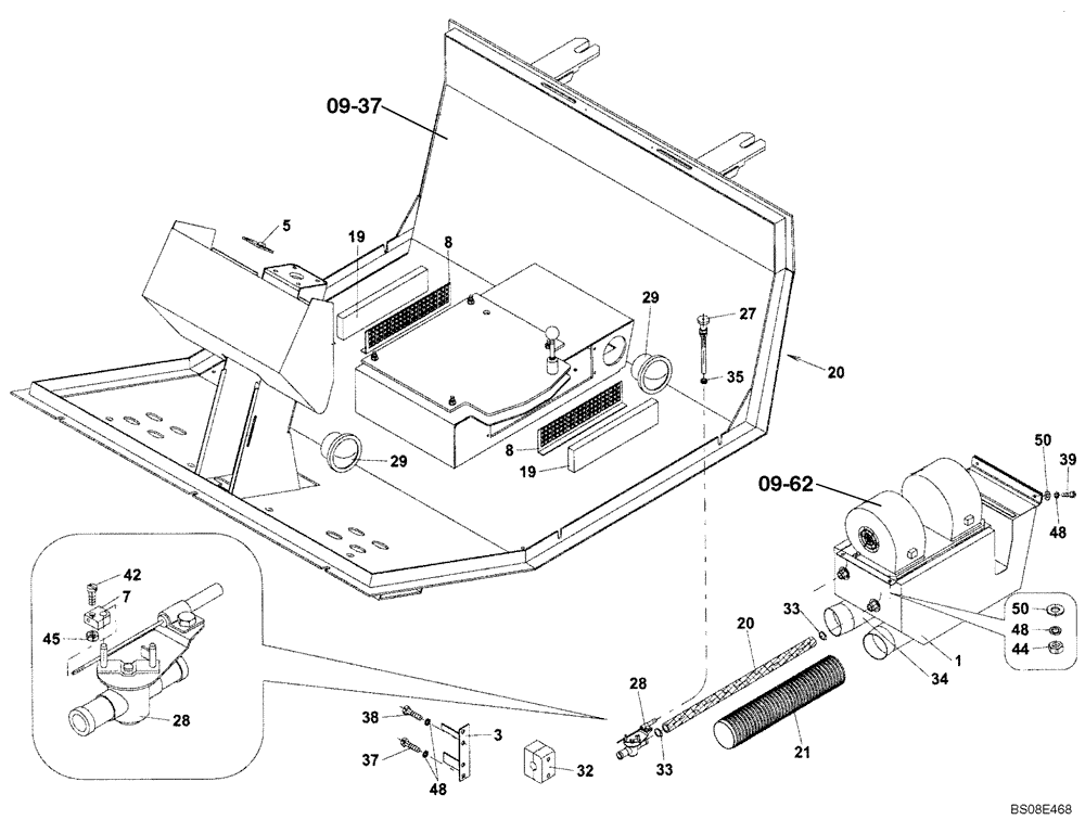 Схема запчастей Case SV210 - (09-61[01]) - HEATER INSTALLATION (GROUP 600) (ND012032) - BEFORE DDDSV210NANTB2008 (09) - CHASSIS/ATTACHMENTS