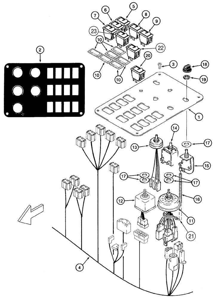 Схема запчастей Case 921C - (04-04) - PANEL, CONTROL (04) - ELECTRICAL SYSTEMS