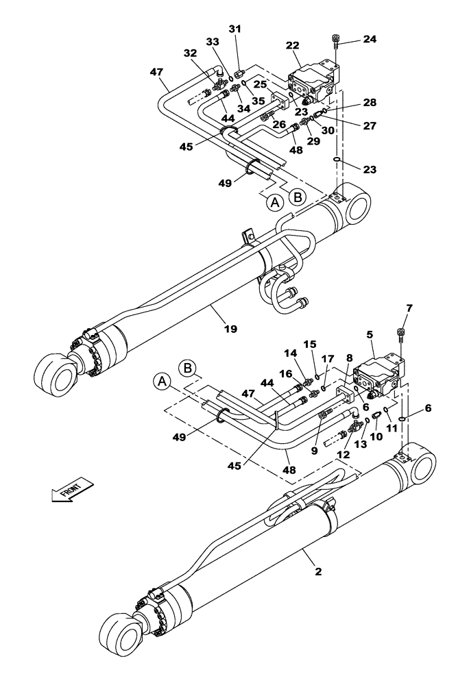 Схема запчастей Case CX210C NLC - (35.736.09) - HYDRAULIC CIRCUIT - BOOM CYLINDER - WITH SAFETY VALVE - OPTIONAL (35) - HYDRAULIC SYSTEMS