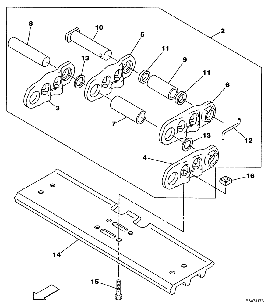 Схема запчастей Case CX135SR - (05-08) - TRACK CHAINS, 500 MM, M SEAL HOLE (11) - TRACKS/STEERING