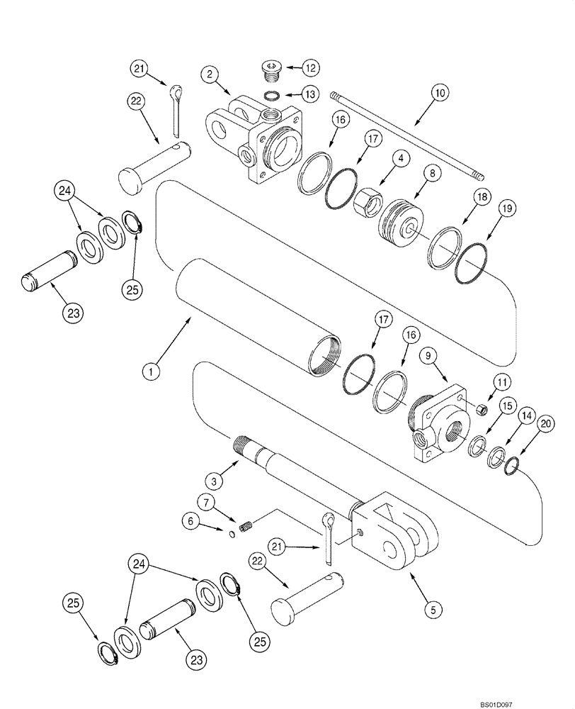 Схема запчастей Case 586G - (08-06) - CYLINDER ASSY - SIDESHIFT (08) - HYDRAULICS