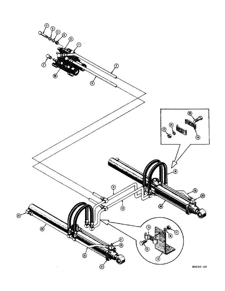 Схема запчастей Case 310D - (140) - MECHANICAL DOZER HYDRAULICS (07) - HYDRAULIC SYSTEM