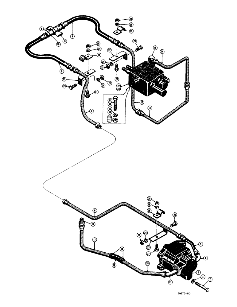 Схема запчастей Case 320 - (30) - BASIC BACKHOE HYDRAULICS (CRAWLER TRACTOR) (00) - COMPLETE MACHINE