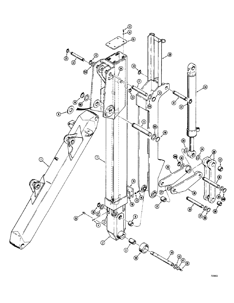 Схема запчастей Case 33 - (090) - HYDRAULIC EXTENDABLE DIPPER, FOUR FOOT EXTENSION MECHANICAL PARTS 