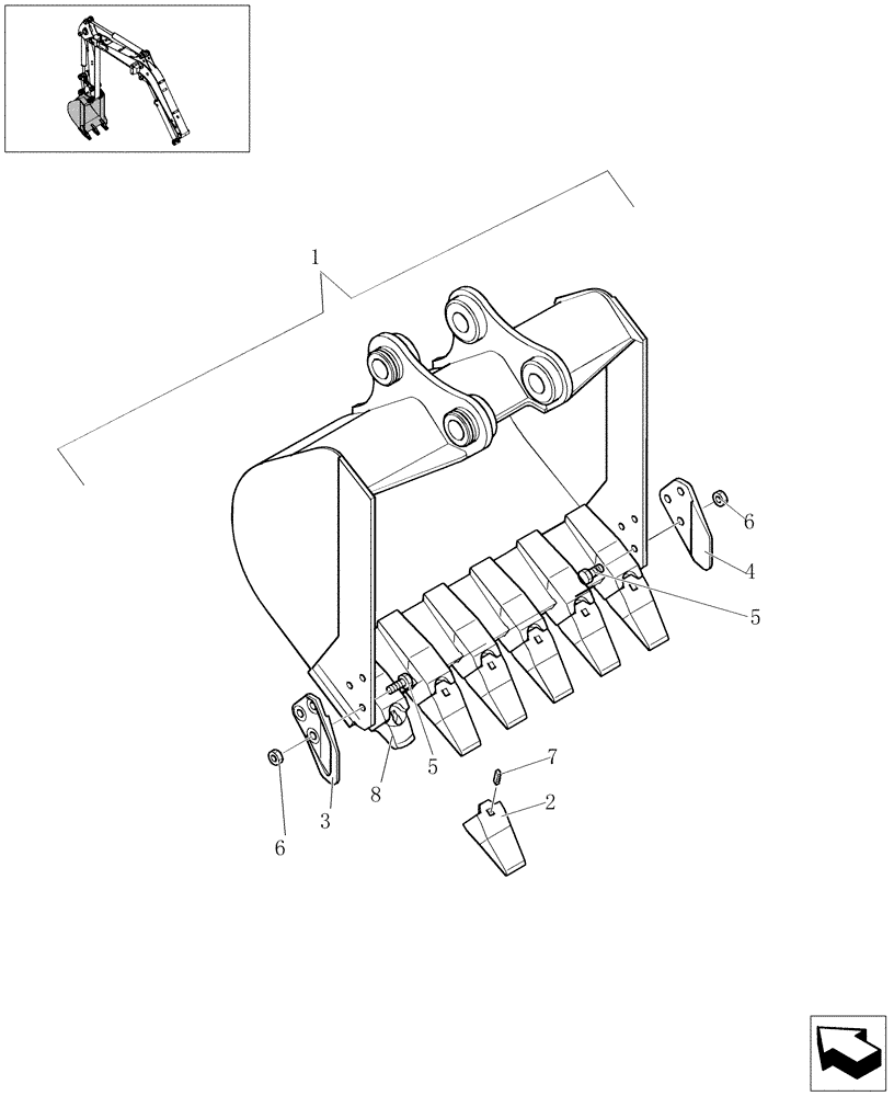 Схема запчастей Case CX31B - (5.0106[01]) - BUCKET (L=800MM) (84) - BOOMS, DIPPERS & BUCKETS