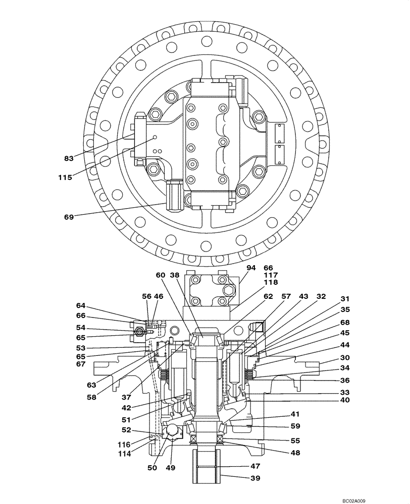 Схема запчастей Case CX290 - (06-03) - TRANSMISSION ASSY - MOTOR, PISTON (06) - POWER TRAIN